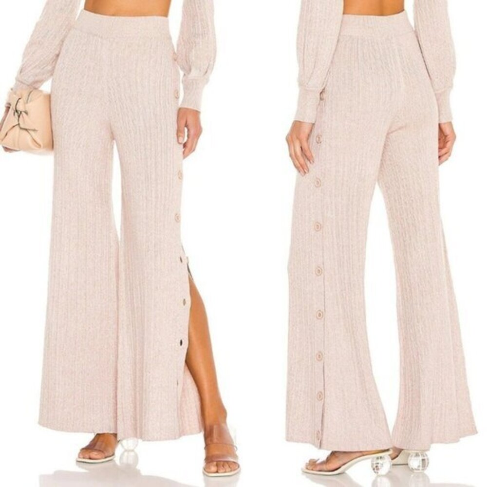 Michael Costello xREVOLVE Kalina Side Button Pant - Oatmeal
